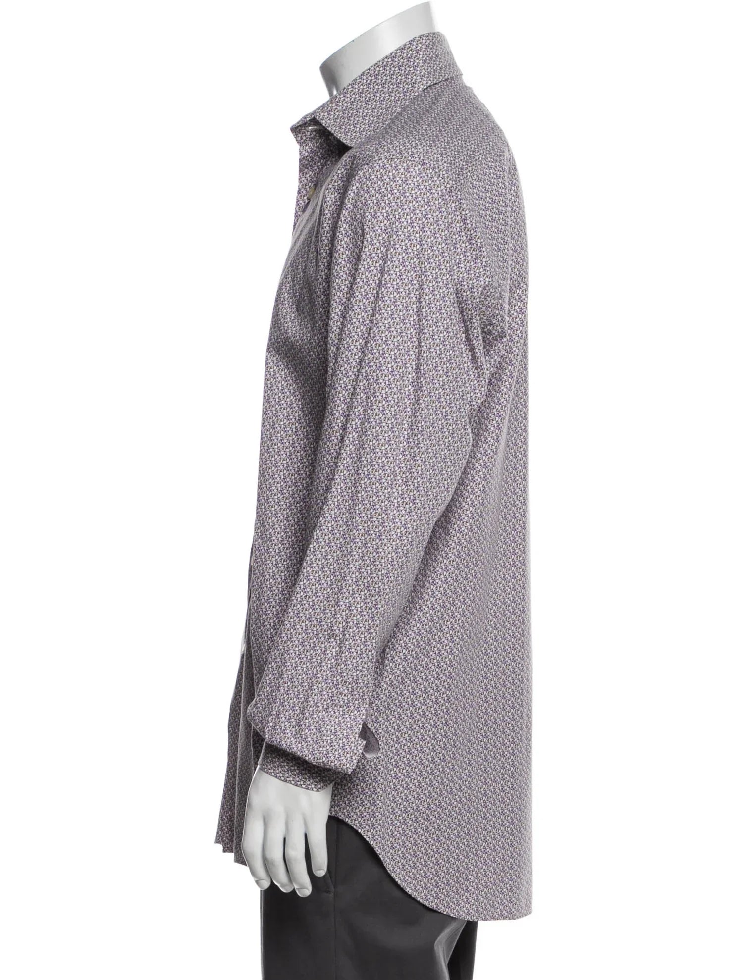 The RealReal,Etro, Etro Purple Abstract Print Long Sleeve Button Up Shirt, Purple, Large-47-TagL
