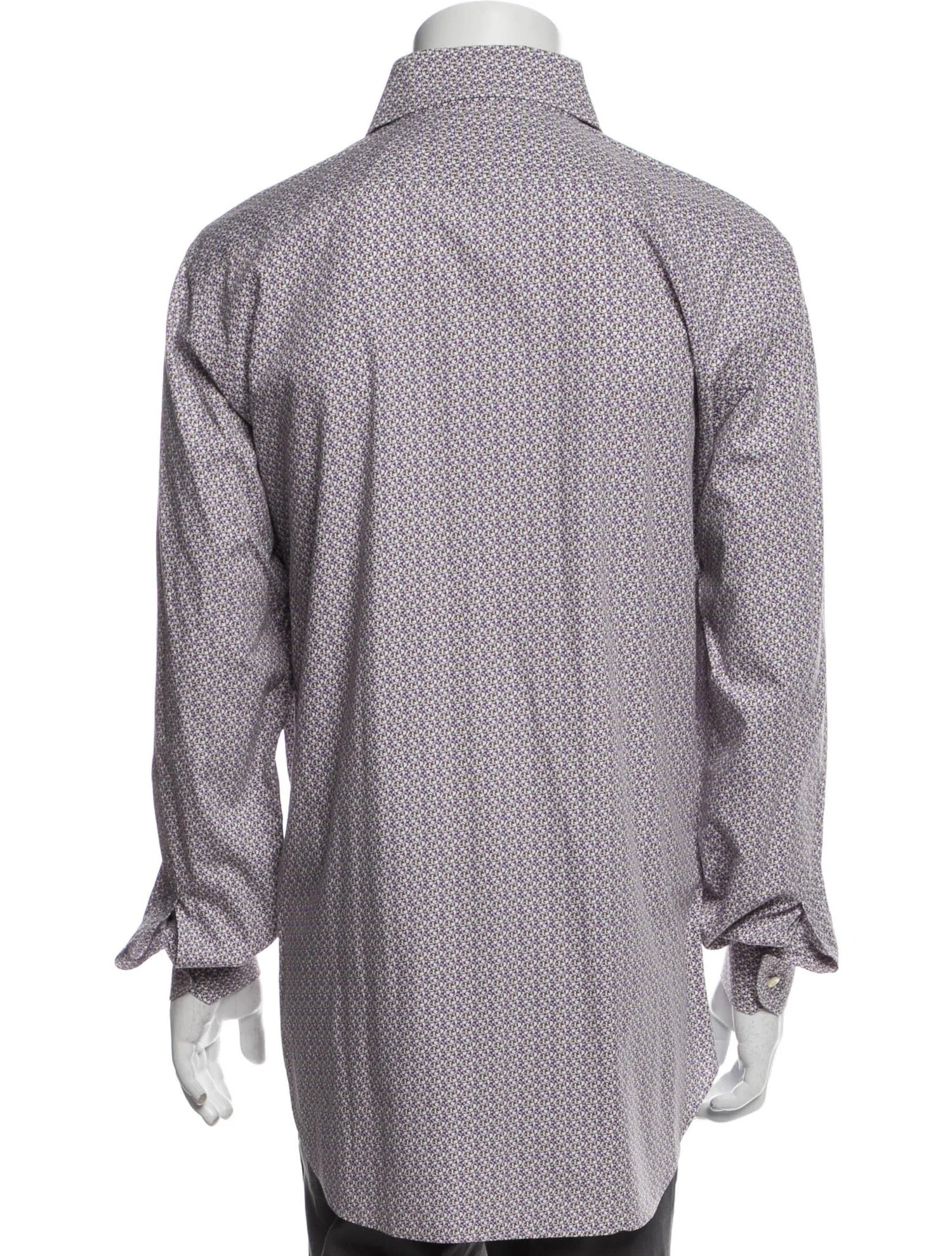 The RealReal,Etro, Etro Purple Abstract Print Long Sleeve Button Up Shirt, Purple, Large-47-TagL