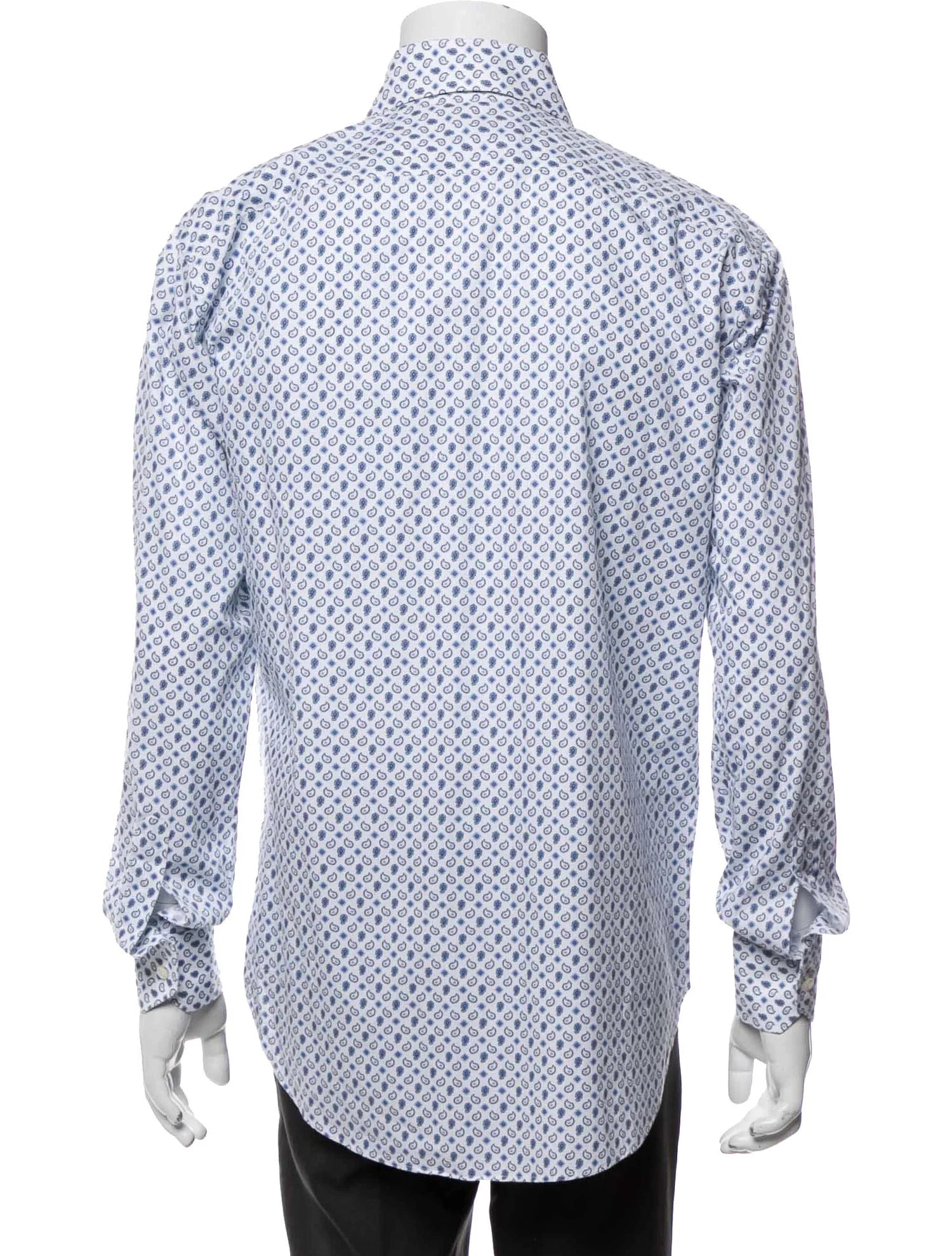 The RealReal,Etro, Etro White And Blue Paisley Print Button Up Shirt, White, Medium-42-TagM