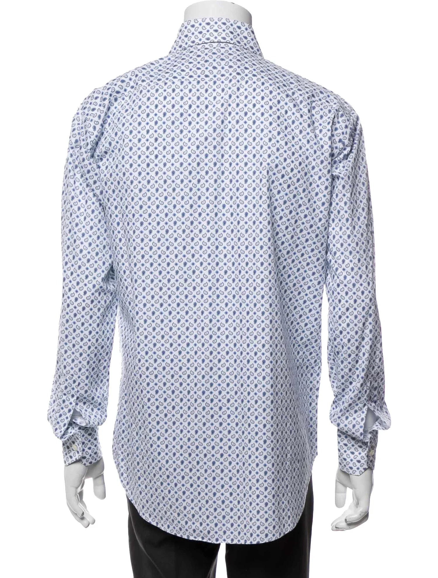 The RealReal,Etro, Etro White And Blue Paisley Print Button Up Shirt, White, Medium-42-TagM