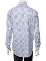 Etro White And Blue Paisley Print Button Up Shirt