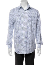 Etro White And Blue Paisley Print Button Up Shirt