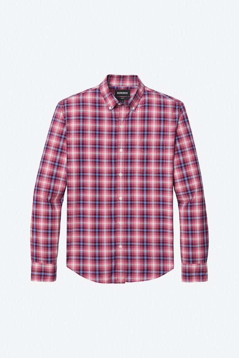 Bonobos Pink Plaid Button Down Shirt