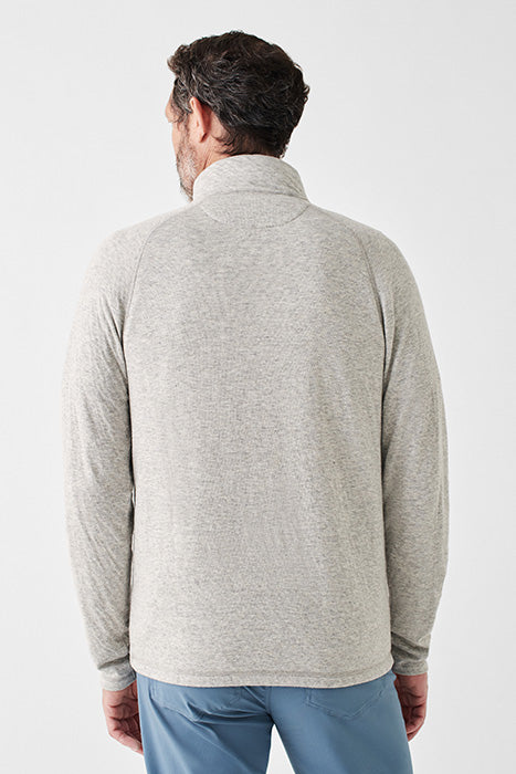 Faherty Light Grey Heathered Quarter Zip Pullover Sweatshirt