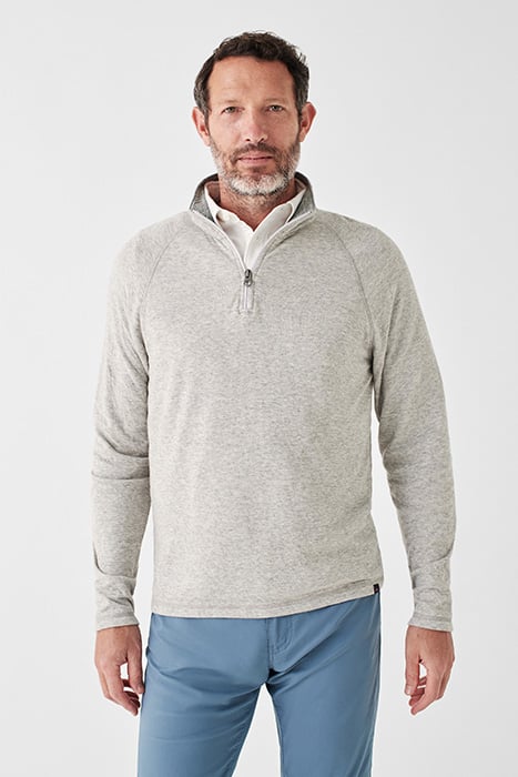 Otrium,Faherty, Faherty Light Grey Heathered Quarter Zip Pullover Sweatshirt, Grey, Extra Extra Large-54-TagXXL