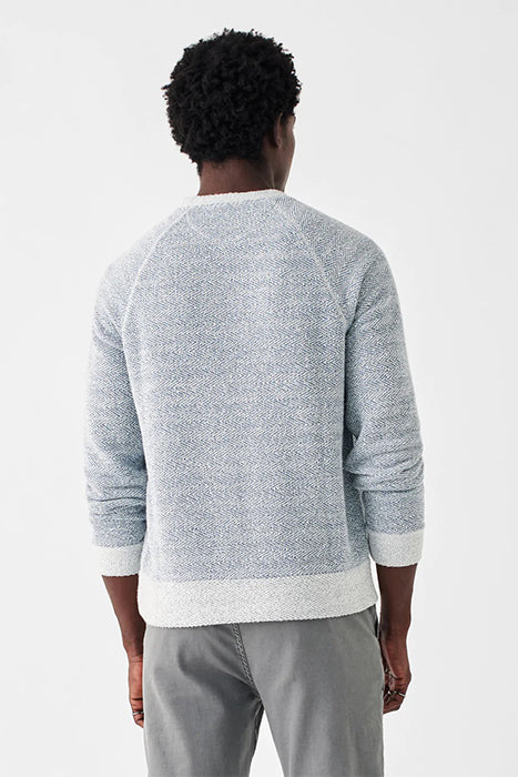Otrium,Faherty, Faherty Light Blue & White Boucle Raglan Longsleeve Crewneck Sweatshirt, Blue, Small-41-TagS