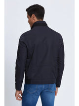 Bottega Navy Lightweight Waterproof Nylon Zip Up Jacket With Two Chest Pockets