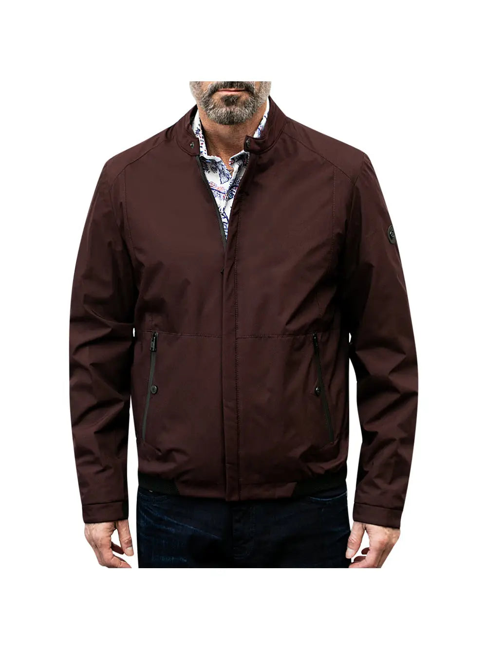 Faire,Bottega (Garnet), Bottega Maroon Waterproof Nylon Zip Up Jacket, Red, Extra Large-51-Tag58