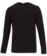 Guide London Black Textured Front Crewneck Sweater