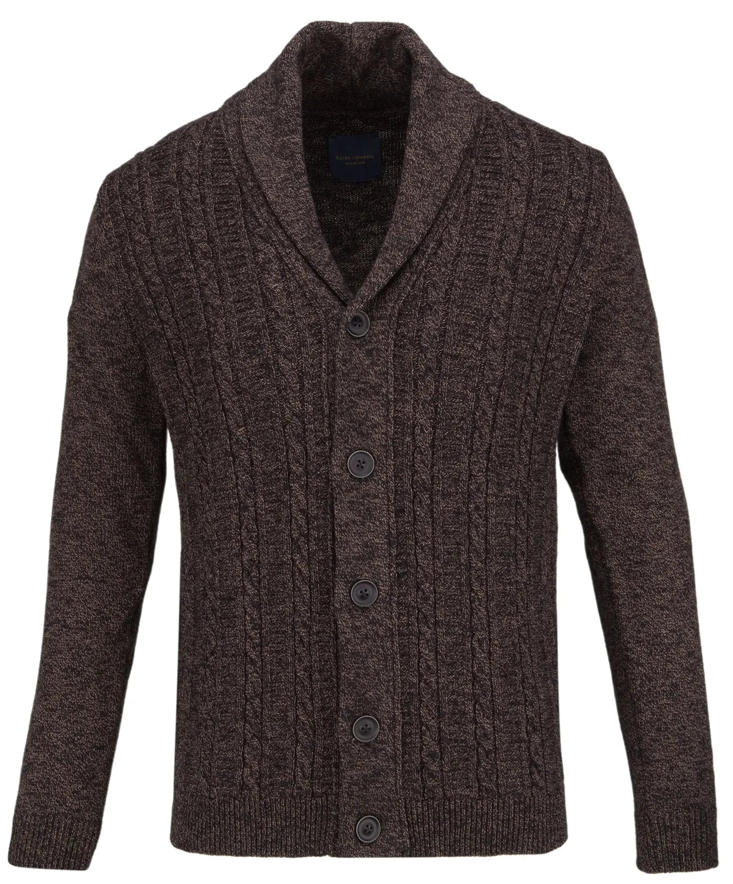 Faire,Guide London, Guide London Brown Shawl Collar Cardigan, Brown, Large-45-TagL