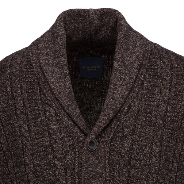 Guide London Brown Shawl Collar Cardigan