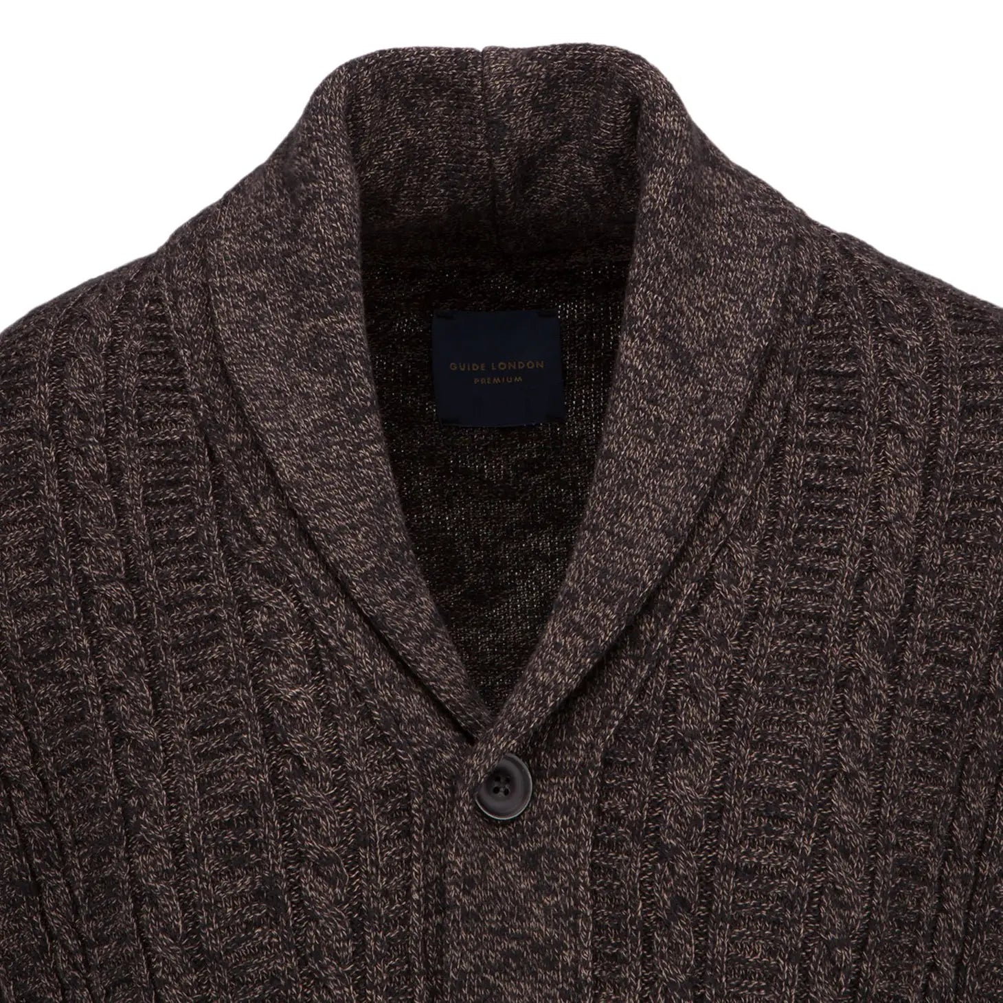 Faire,Guide London, Guide London Brown Shawl Collar Cardigan, Brown, Extra Large-47-TagXL