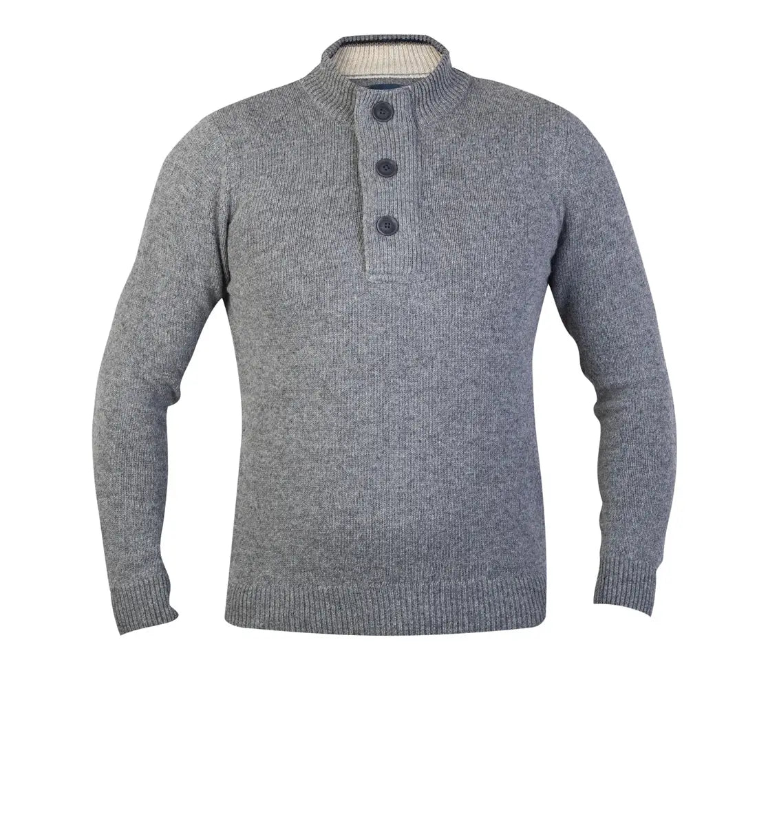 Faire,Guide London, Guide London Charcoal Grey Knit Button Placket Qtr Zip, Grey, Medium-41-TagM