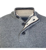 Guide London Charcoal Grey Knit Half Zip Button Placket Sweater