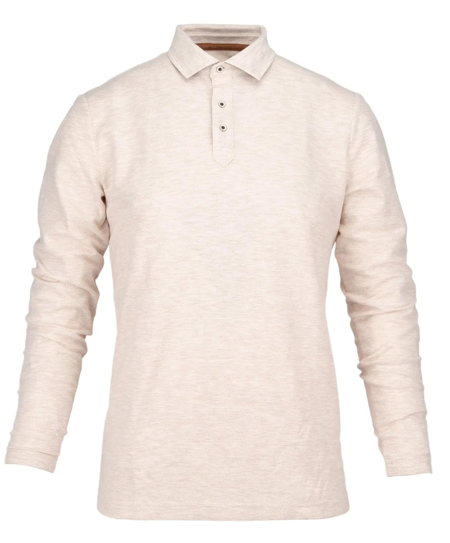 Faire,Guide London, Guide London Cream Pique Knit Long Sleeve Polo, Cream, Large-41-