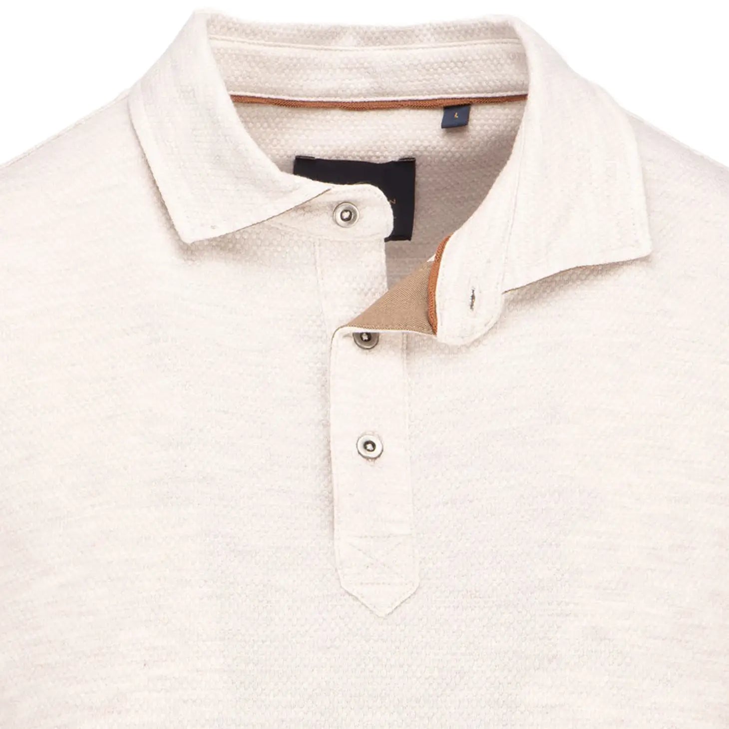 Faire,Guide London, Guide London Cream Pique Knit Long Sleeve Polo, Cream, Extra Large-45-TagXL