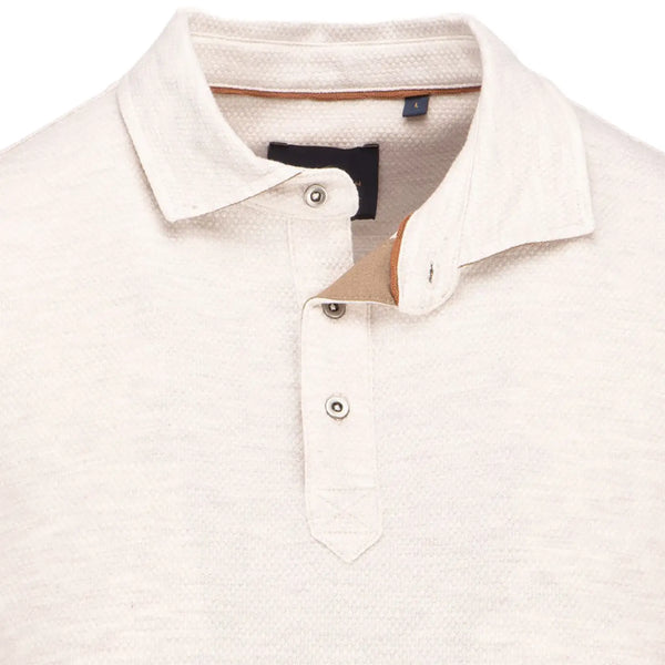 Guide London Cream Pique Knit Long Sleeve Polo