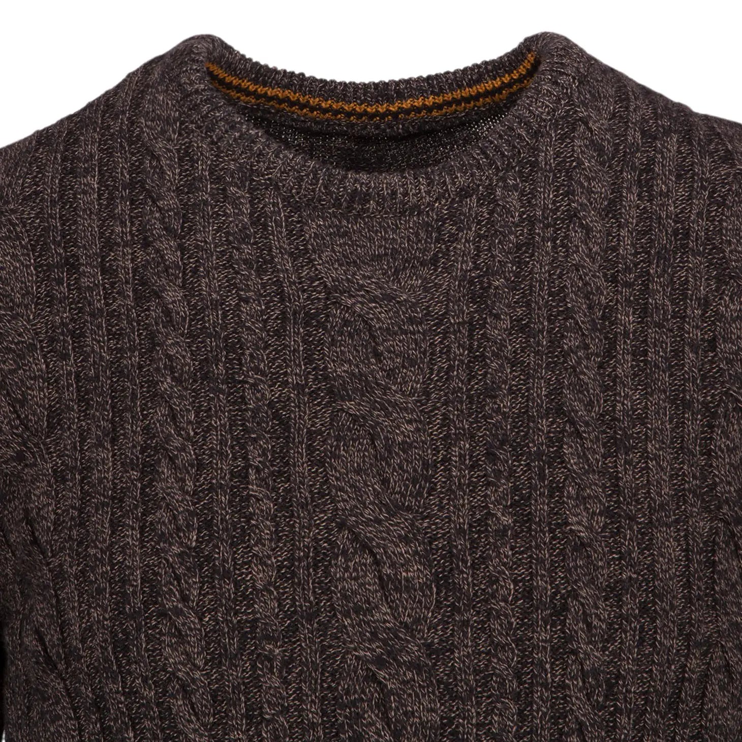 Faire,Guide London, Guide London Dark Brown & Black Cable Knit Sweater, Brown, Medium-40-