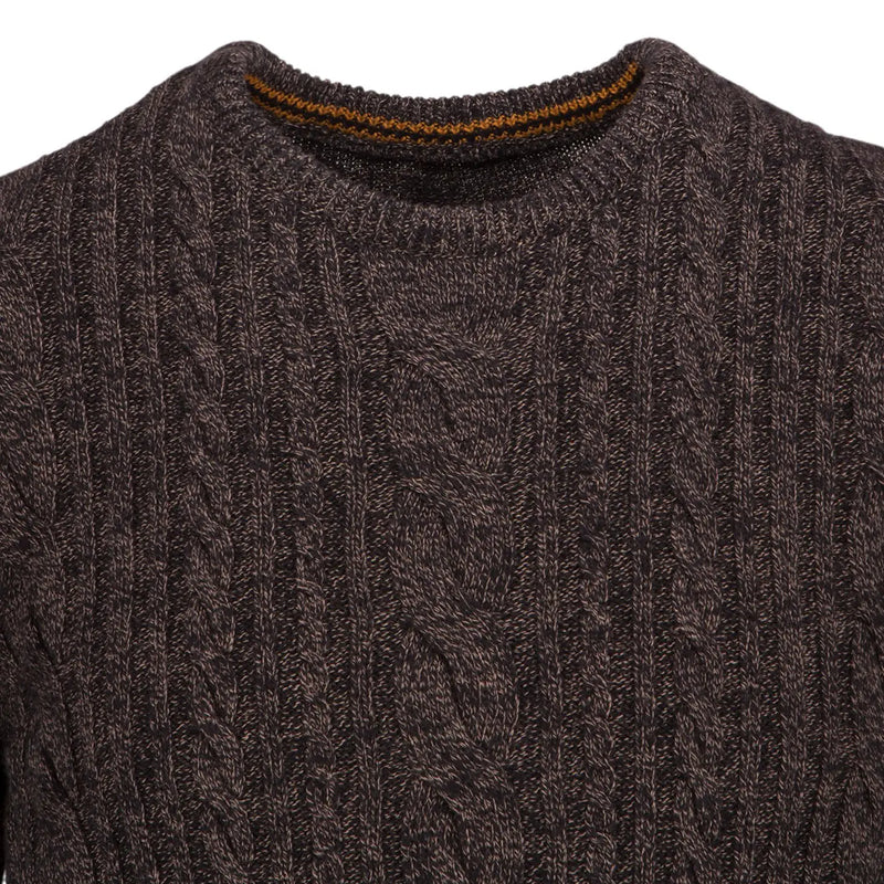 Guide London Dark Brown & Black Cable Knit Sweater