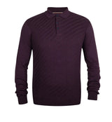 Guide London Dark Purple Textured Polo Sweater
