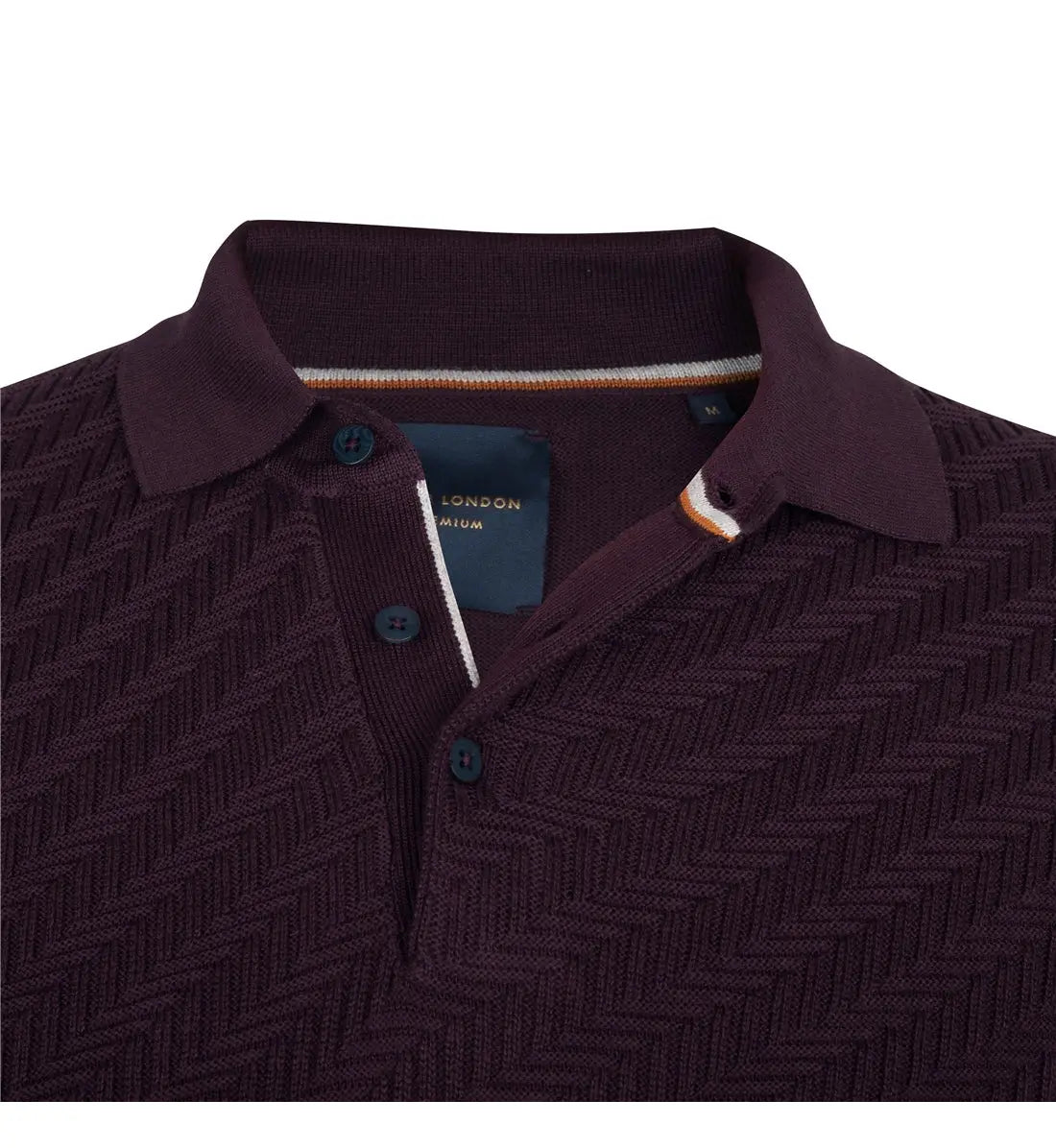 Faire,Guide London, Guide London Dark Purple Textured Polo Sweater, Purple, Large-44-TagXL