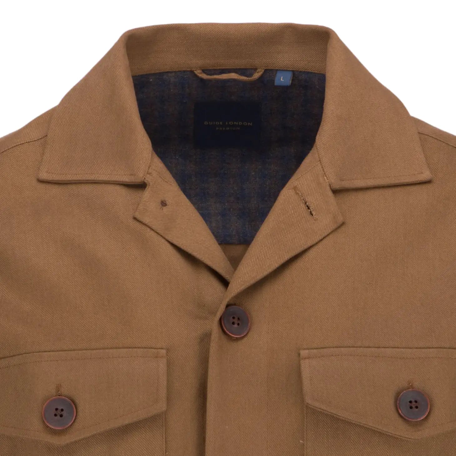 Faire,Guide London, Guide London Dark Tan Double Chest Pocket Button Up Jacket, Brown, Large-46-TagL