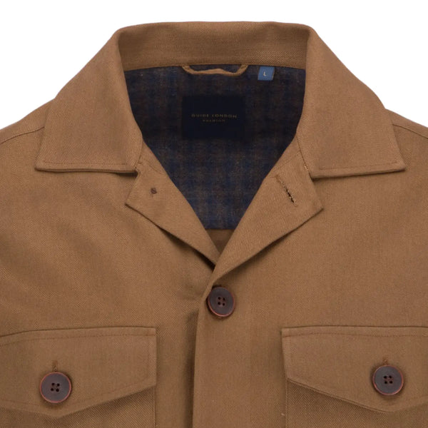 Guide London Dark Tan Double Chest Pocket Button Up Jacket