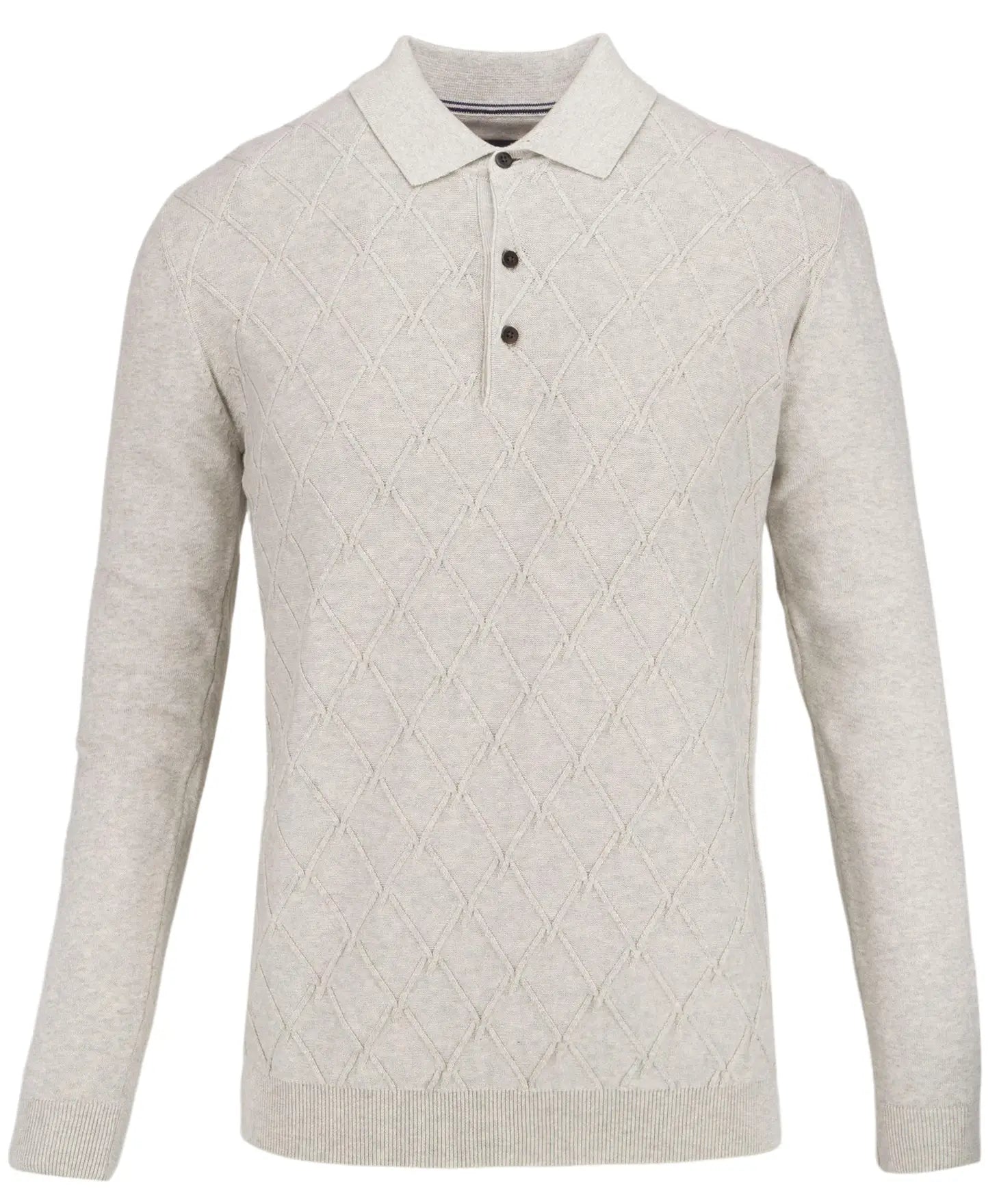 Faire,Guide London, Guide London Light Grey Cross Cable Knit Polo, Grey, Large-40-TagL