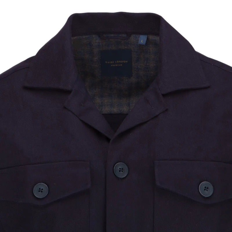 Guide London Navy Double Chest Pocket Button Up Jacket