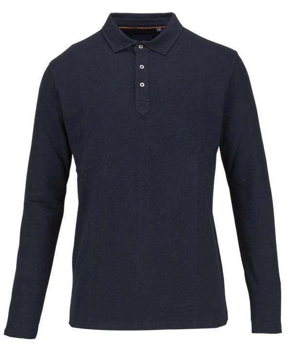 Guide London Navy Pique Knit Long Sleeve Polo