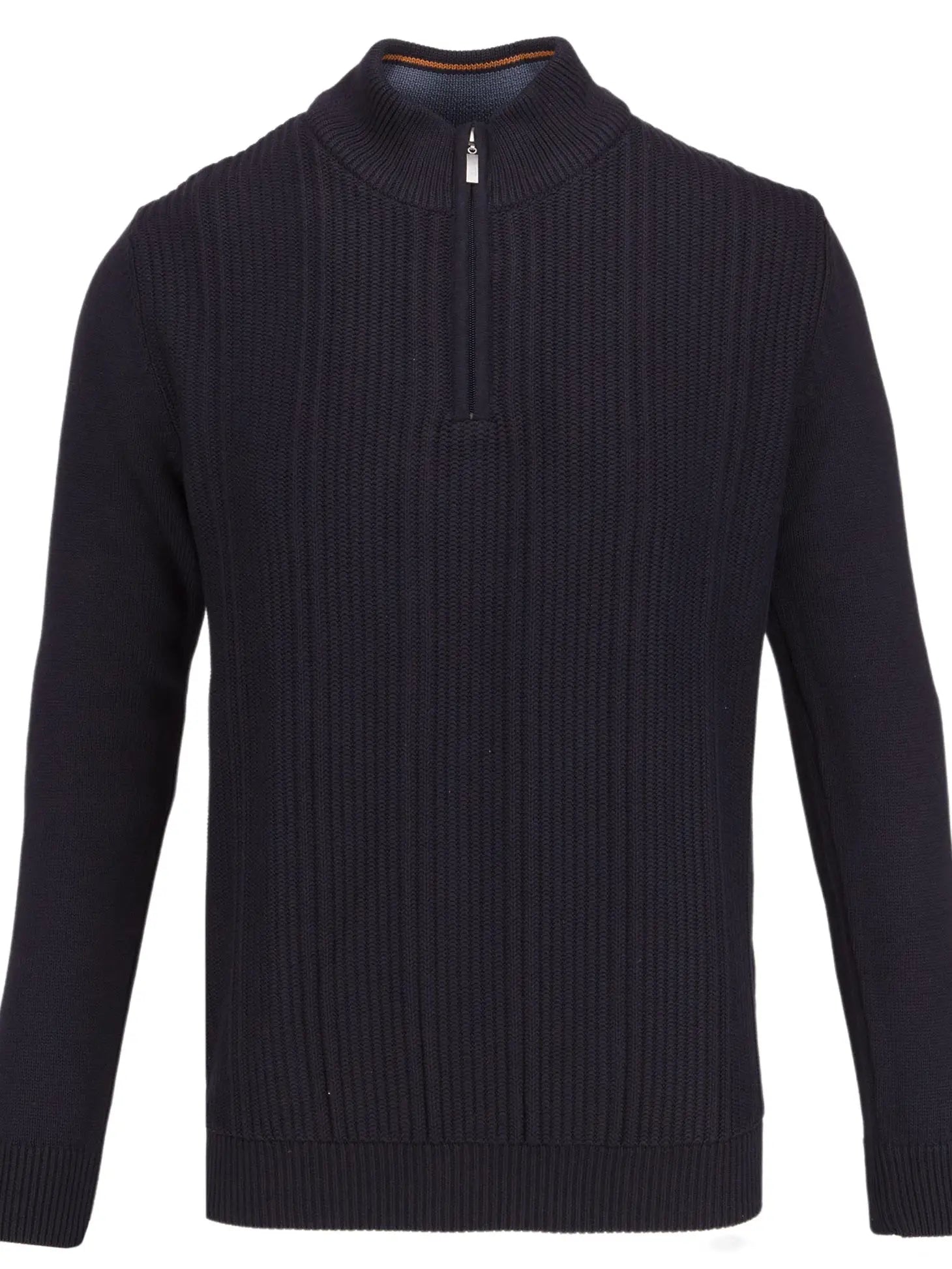 Faire,Guide London, Guide London Navy Ribbed Quarter Zip Pullover Sweater, Blue, Medium-42-TagM