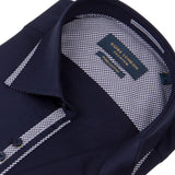 Guide London Navy With Gingham Detail Long Sleeve Button Up Shirt