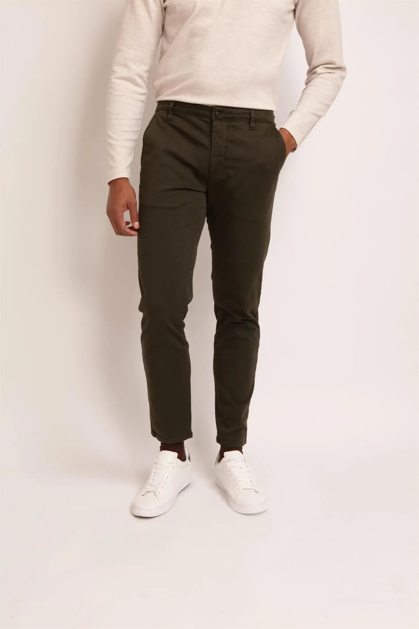 Faire,Guide London, Guide London Olive Green Chino Pants, Green, 34W-30L-Tag34