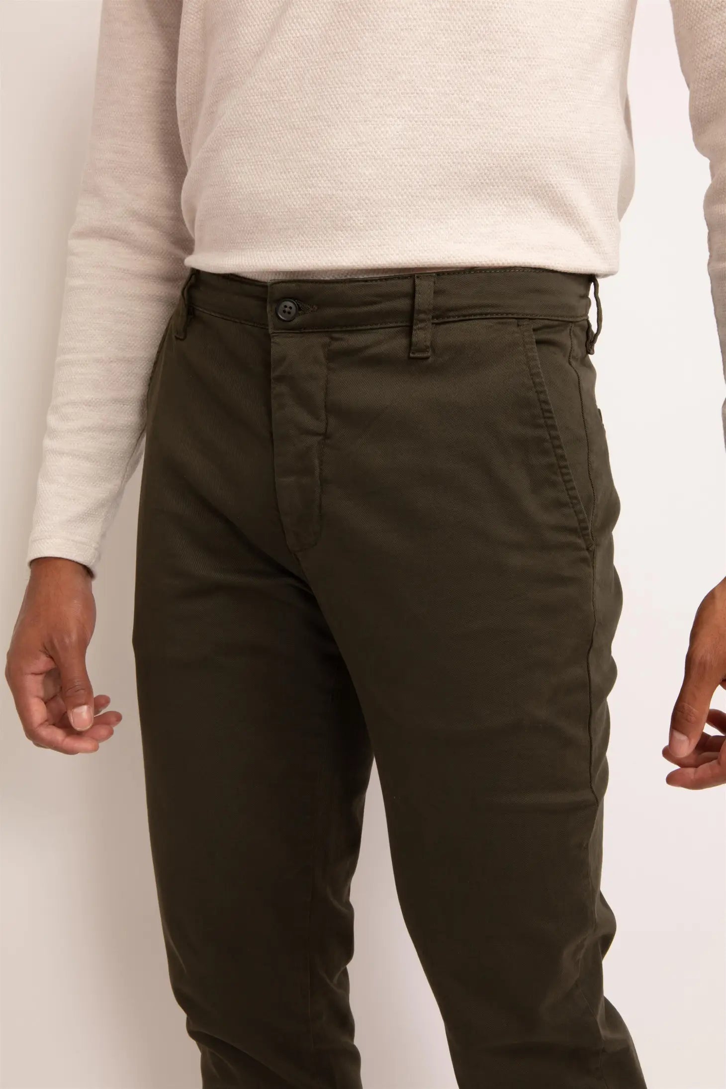 Faire,Guide London, Guide London Olive Green Chino Pants, Green, 34W-30L-Tag34