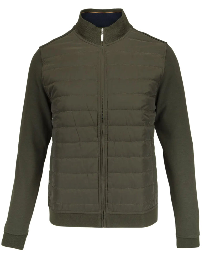Guide London Olive Green Puffer Front Knit Jacket