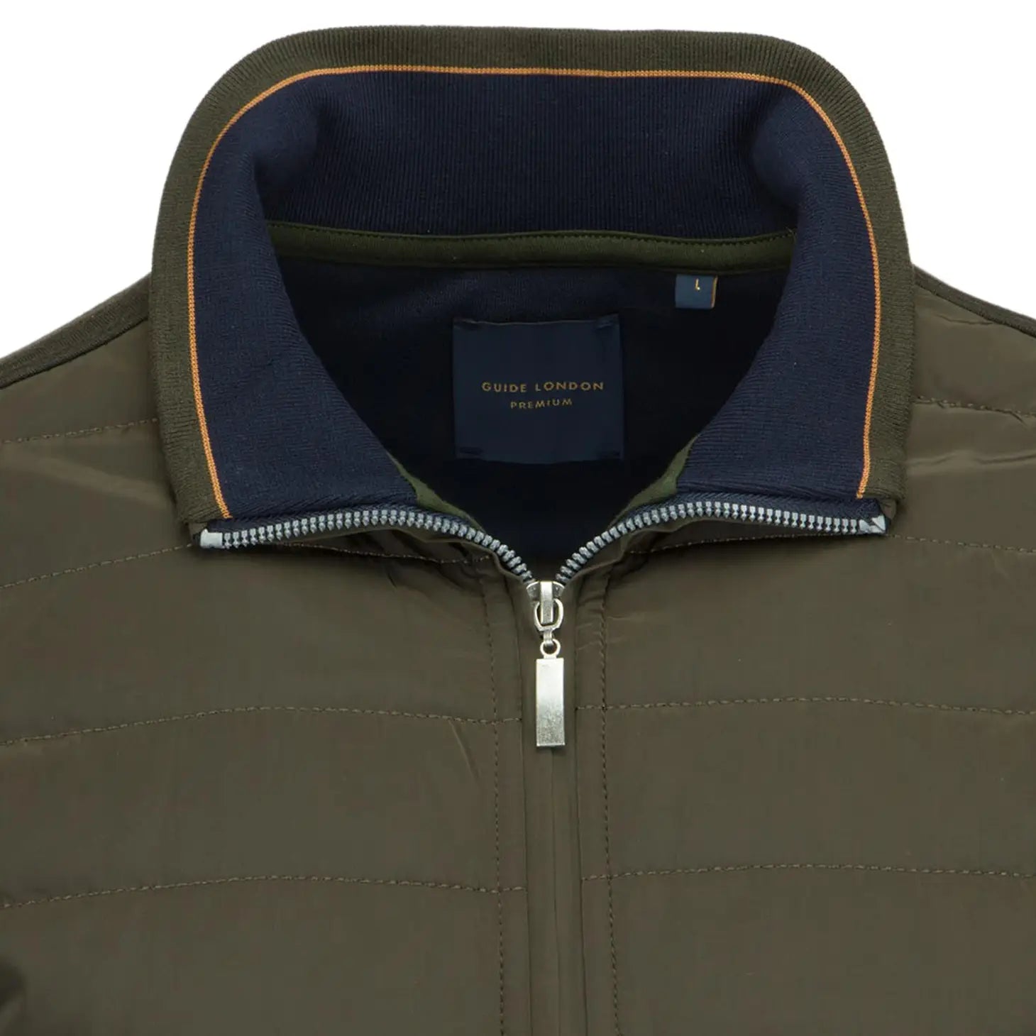 Faire,Guide London, Guide London Olive Green Puffer Front Knit Jacket, Green, Medium-41-TagM