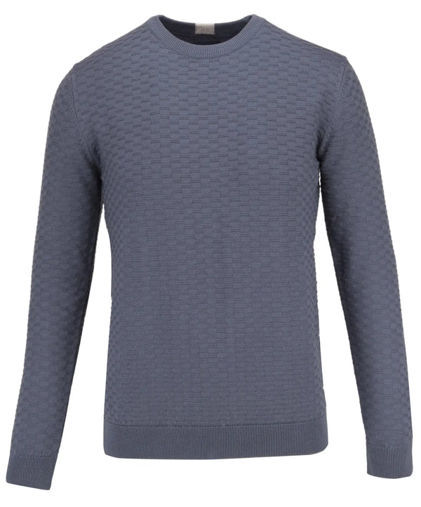 Guide London Pastel Blue Grey Textured Front Crewneck Sweater