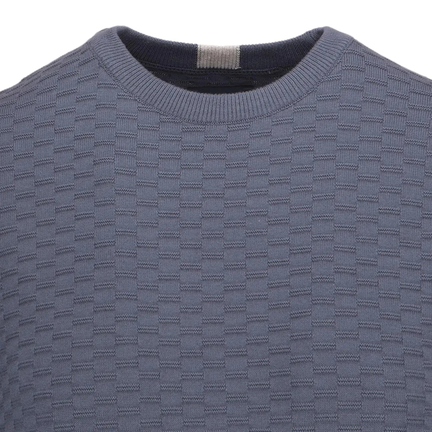 Faire,Guide London, Guide London Pastel Blue Grey Textured Front Crewneck Sweater, Blue, Large-41-TagL