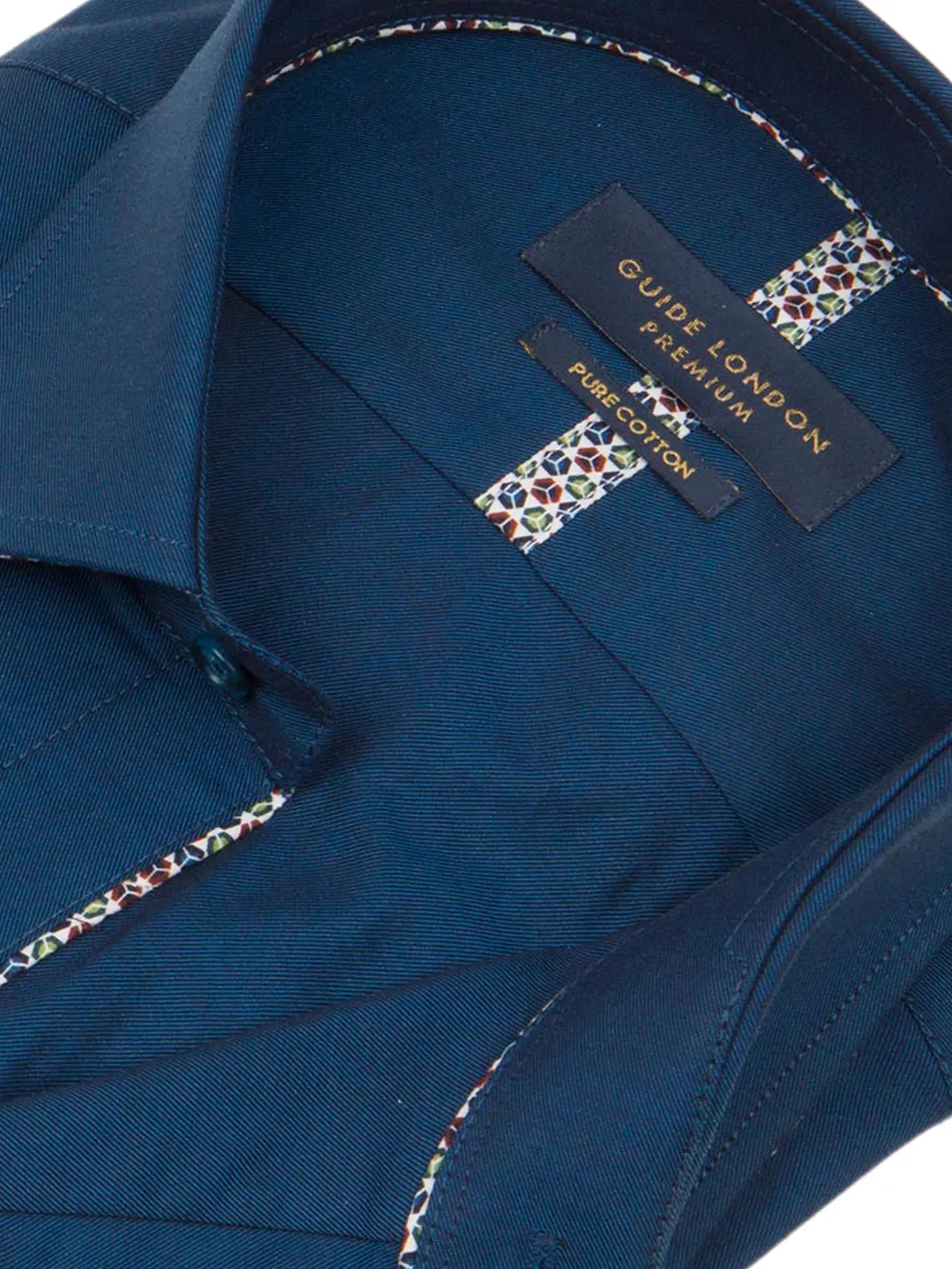 Faire,Guide London, Guide London Dark Teal Long Sleeve Button Up Shirt, Blue, Extra Extra Large-53-TagXXXL