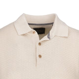 Guide London Cream Jacquard Short Sleeve Button Up Polo