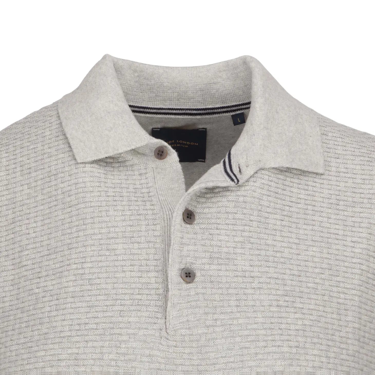 Faire,Guide London, Guide London Light Grey Jacquard Short Sleeve Button Up Polo, Grey, Extra Large-44-TagXL