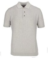 Guide London Light Grey Jacquard Short Sleeve Button Up Polo