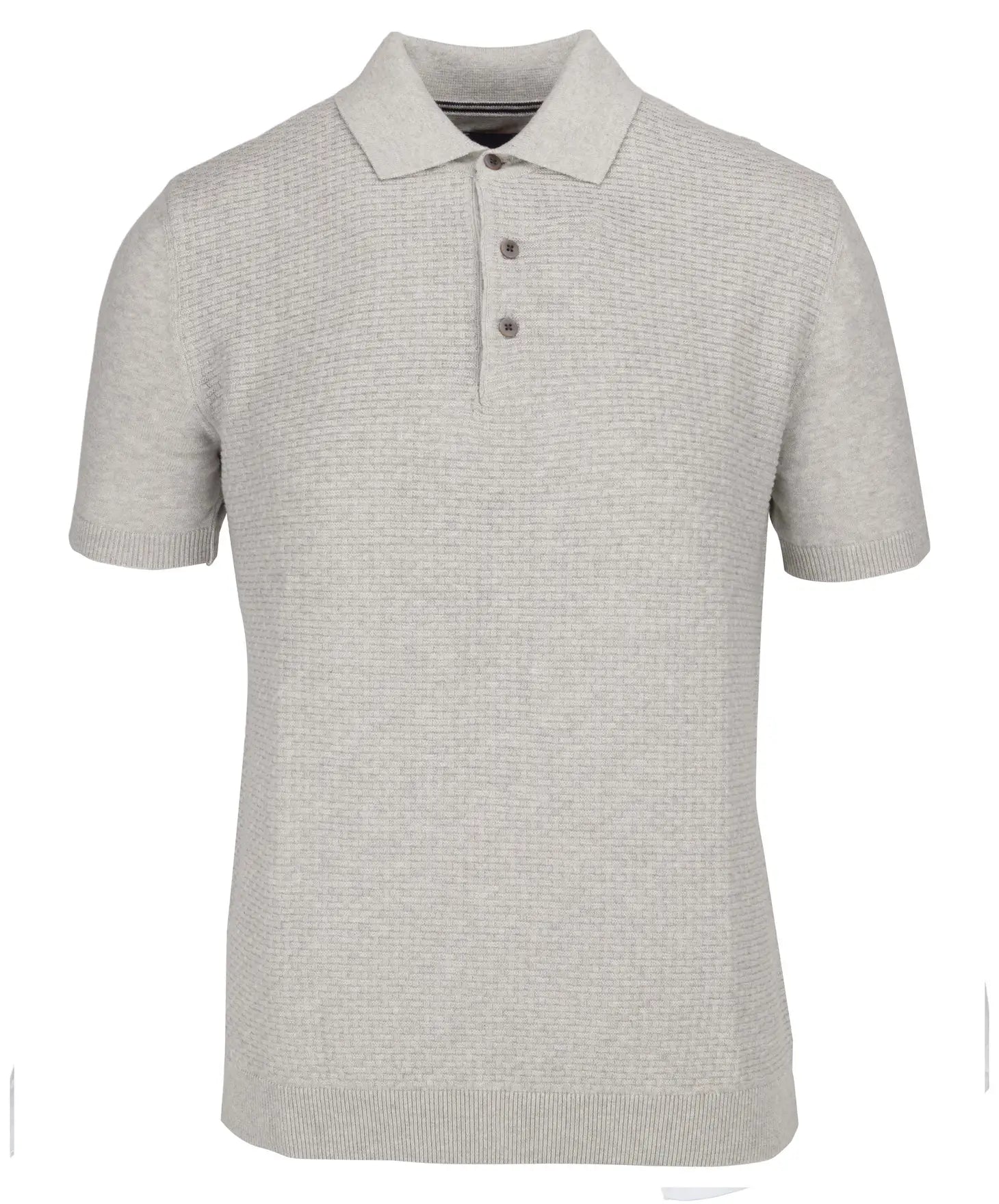 Faire,Guide London, Guide London Light Grey Jacquard Short Sleeve Button Up Polo, Grey, Extra Large-44-TagXXL