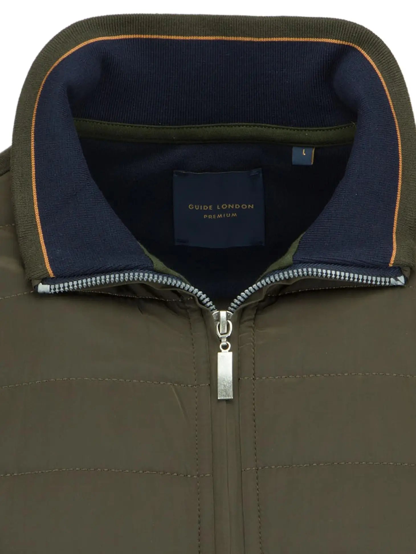 Faire,Guide London, Guide London Olive Green Puffer Front Knit Jacket, Green, Extra Extra Large-50-TagXXXL