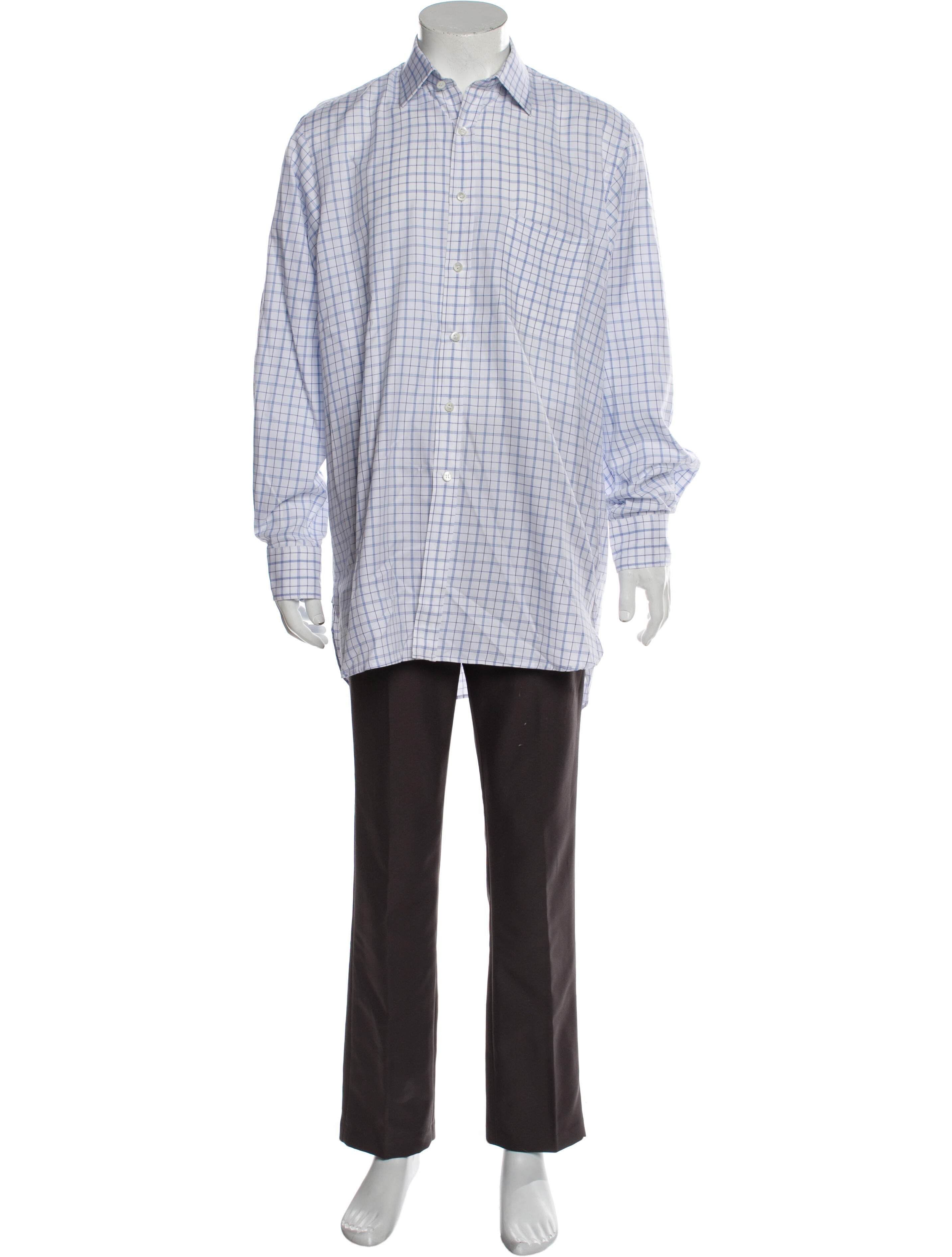 The RealReal,Hilditch & Key, Hilditch & Key White Plaid Print Button Up Shirt, White, Extra Large-48-TagL