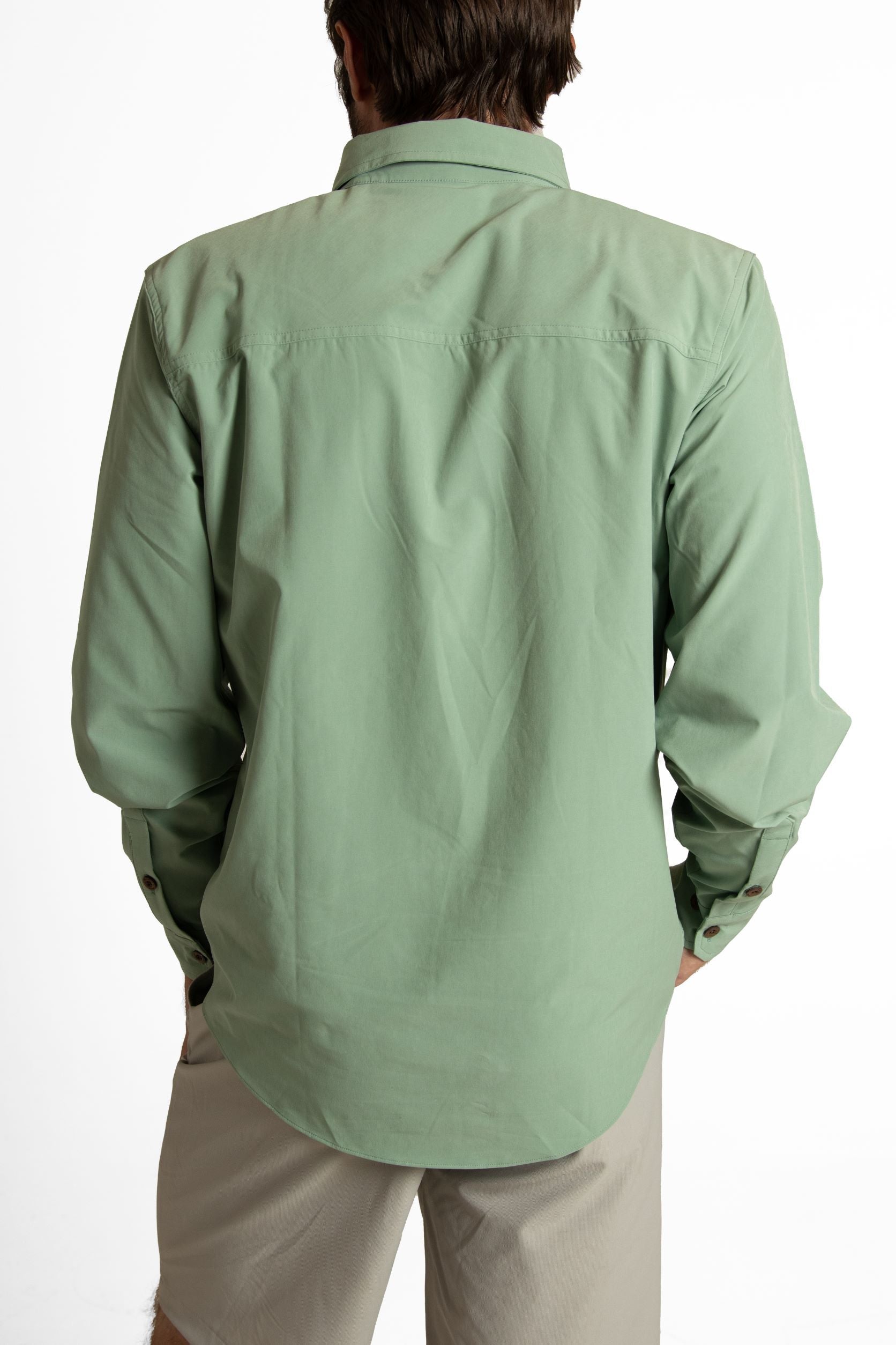 Brand Partner,Wise River, Wise River Pastel Green Pettengill Performance Shirt, Green, Small-40-TagS