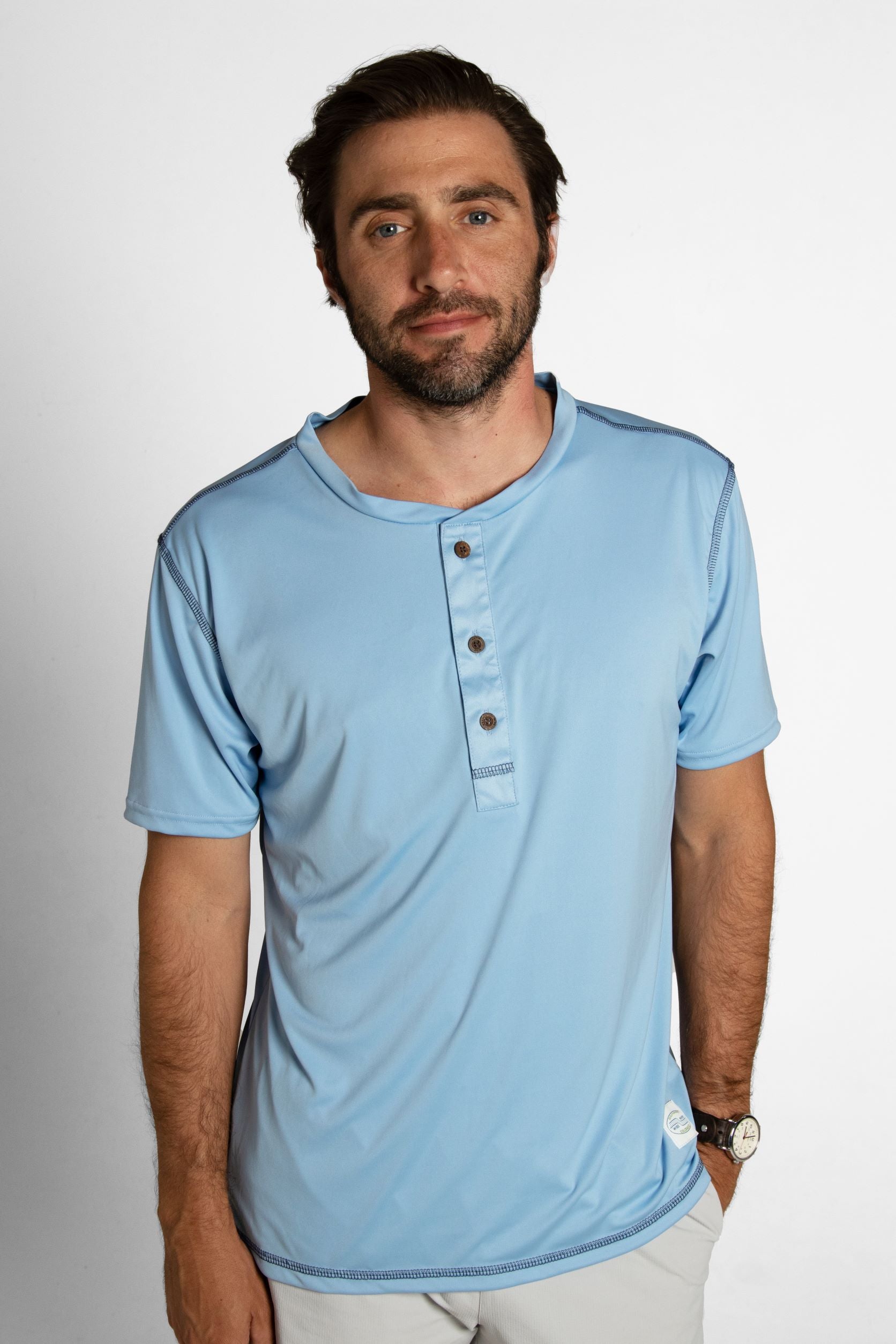 Brand Partner,Wise River, Wise River Blue Flat Creek Henley, Blue, Large-46-TagL