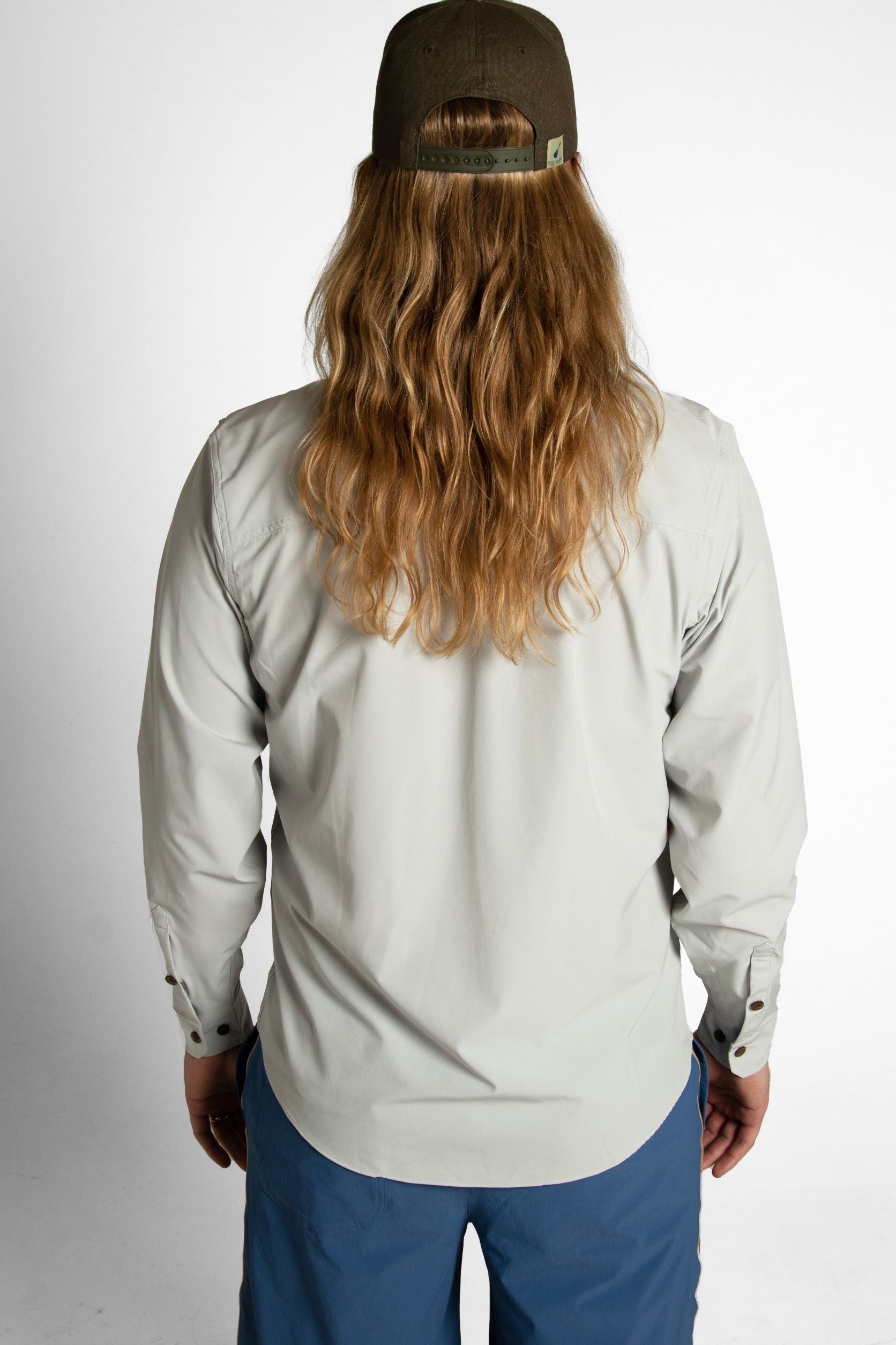 Brand Partner,Wise River, Wise River Light Taupe Pettengill Performance Long Sleeve Button Up Shirt, Grey, Small-41-TagS