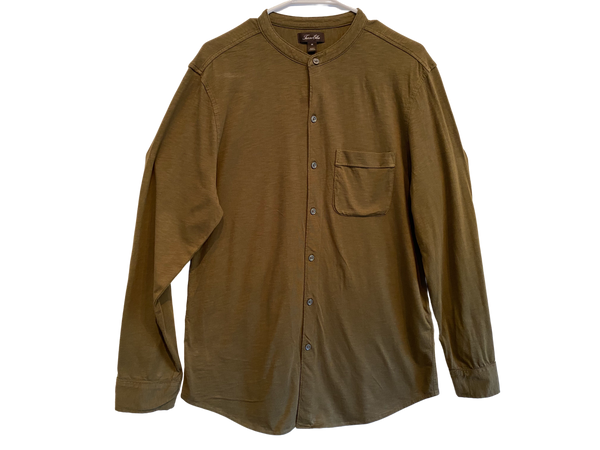 Tasso Elba Olive Green Button Up Knit Shirt