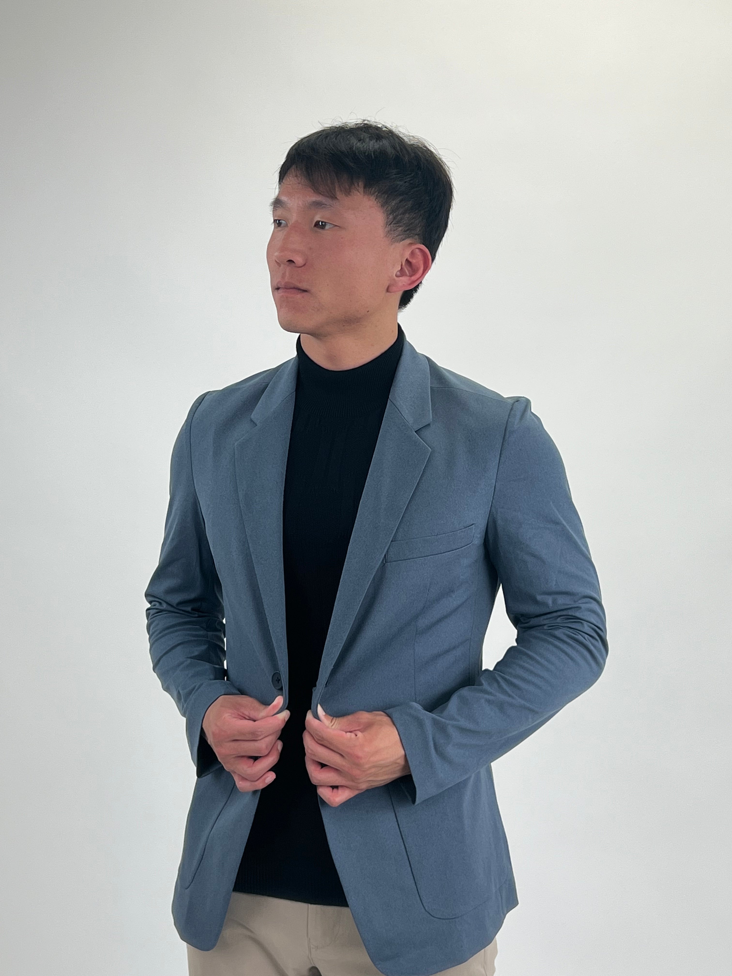 Wholesale,Ministry of Supply, Ministry of Supply Heather Indigo 4 Way Stretch Kinetic Blazer, Blue, Small-38-TagS